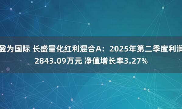 盈为国际 长盛量化红利混合A：2025年第二季度利润2843.09万元 净值增长率3.27%