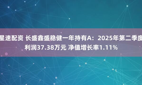 星速配资 长盛鑫盛稳健一年持有A：2025年第二季度利润37.38万元 净值增长率1.11%