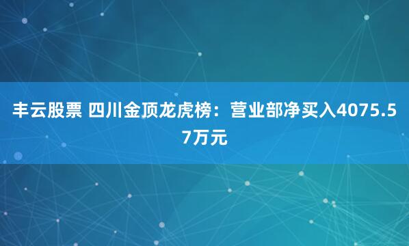 丰云股票 四川金顶龙虎榜：营业部净买入4075.57万元